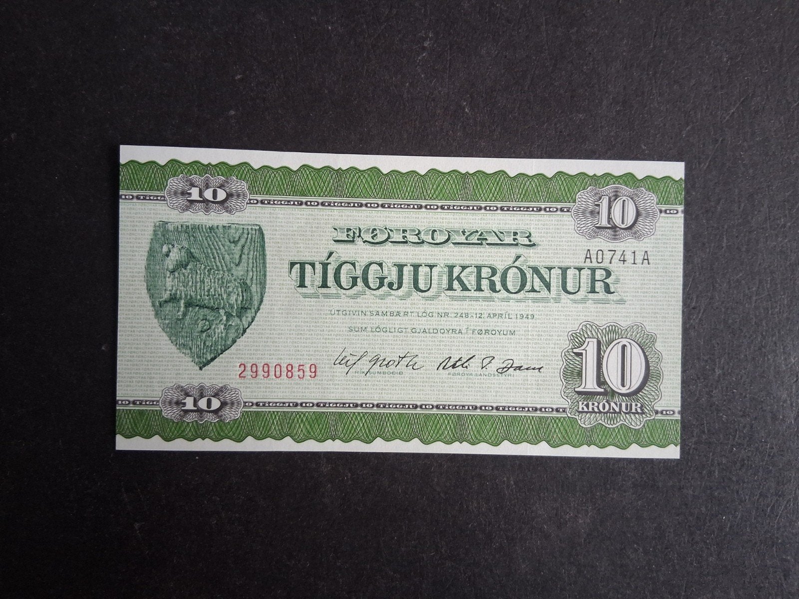 10 kronur Faeröer unc 1974, Ophalen of Verzenden, Overige landen, Los biljet