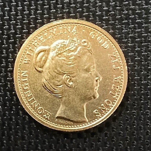 goud vergulding naslag tientje 10 gulden Wilhelmina 1898, Postzegels en Munten, Munten | Nederland, Koningin Wilhelmina, Losse munt