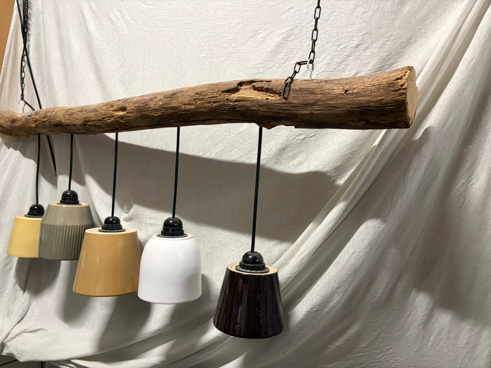 Unieke handgemaakte hanglamp | Industriële landelijke stijl, Ophalen, Gebruikt, Hout, E27 (groot)