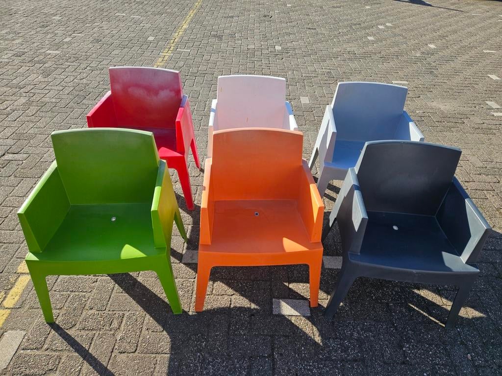 6x Siesta tuinstoelen in diverse kleuren, Tuin en Terras, Ophalen, Gebruikt, Kunststof, Stapelbaar