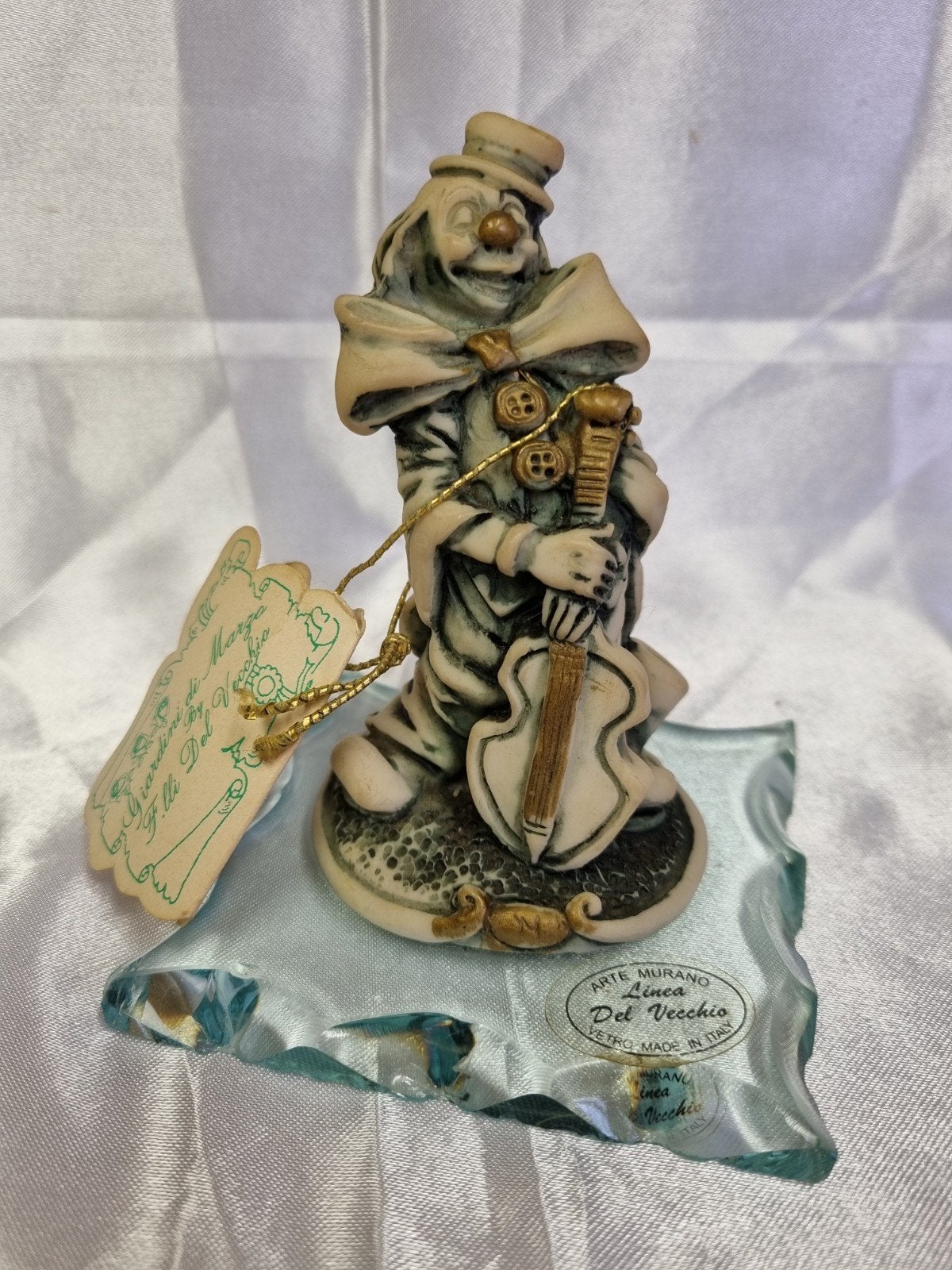 vintage clown beeldje met contrabas., Ophalen of Verzenden, Zo goed als nieuw, Mens