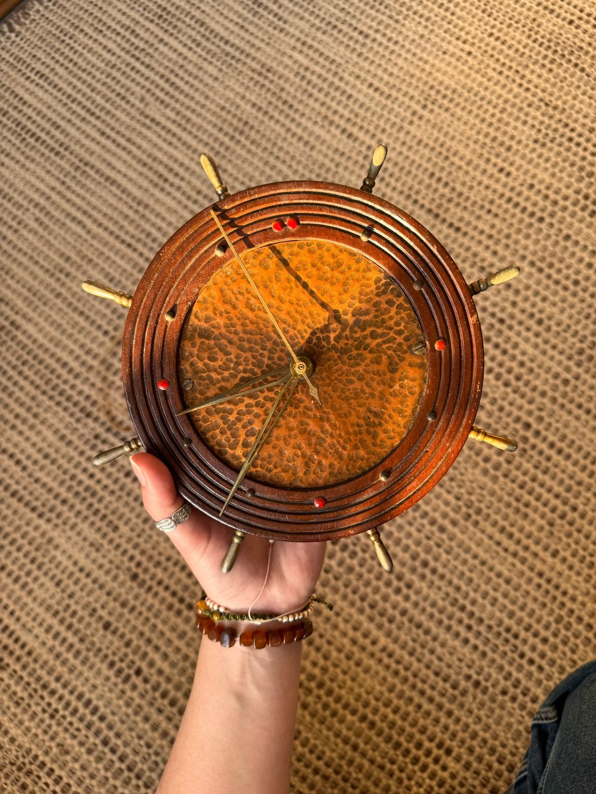 Antieke vintage elektrische scheepswiel klok, Ophalen of Verzenden