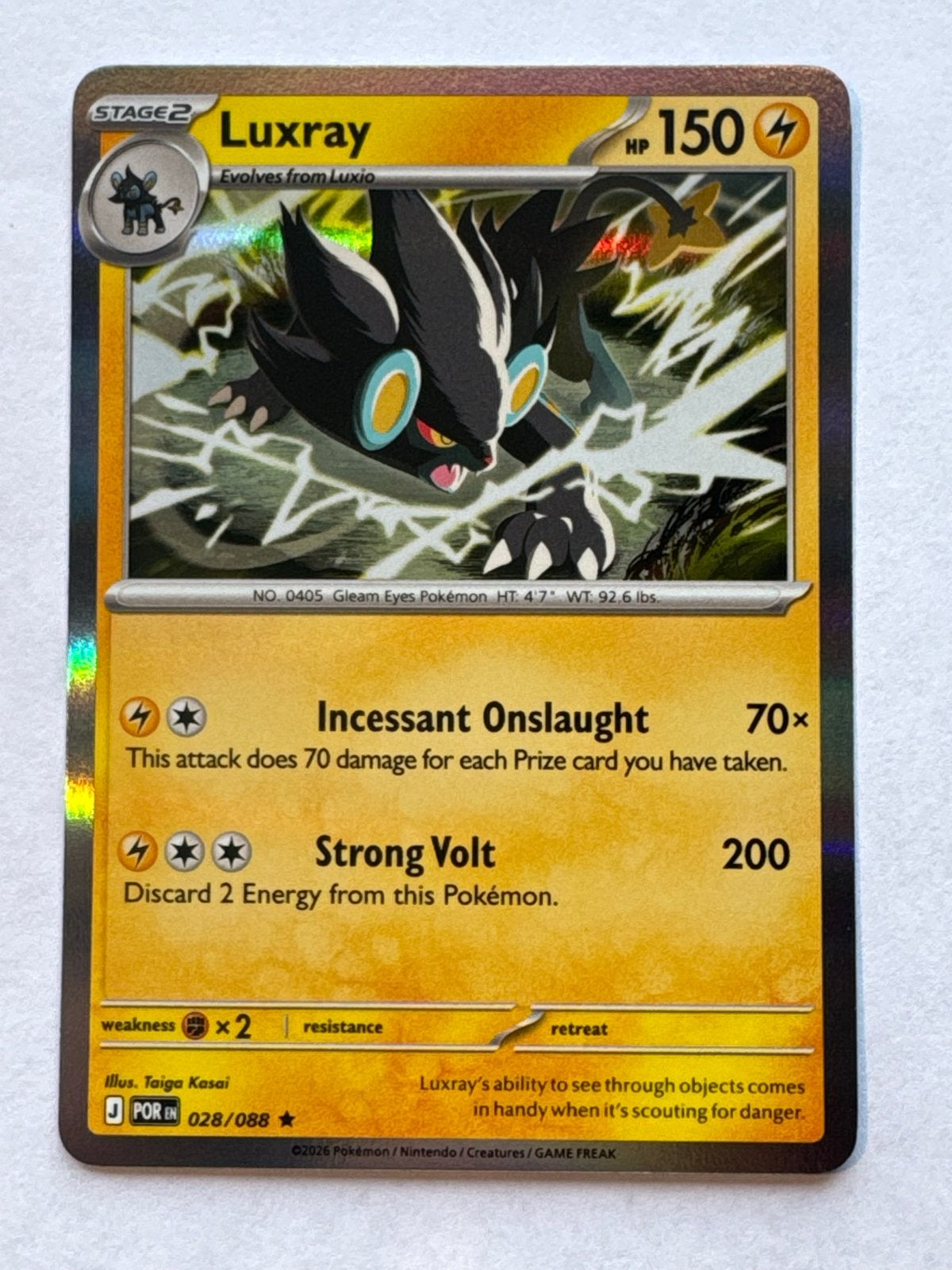 Luxray 028/088 Holo Rare Pokémon Kaart, Ophalen of Verzenden, Zo goed als nieuw, Losse kaart, Foil