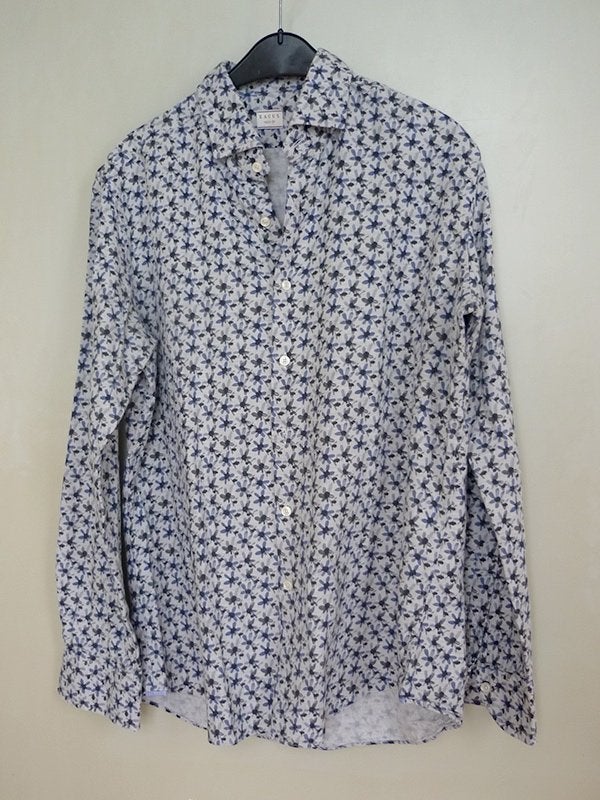 Xacus overhemd, tailor fit, leuke print, maat 42, Kleding | Heren, Overhemden, Ophalen of Verzenden, Zo goed als nieuw, Halswijdte 41/42 (L)