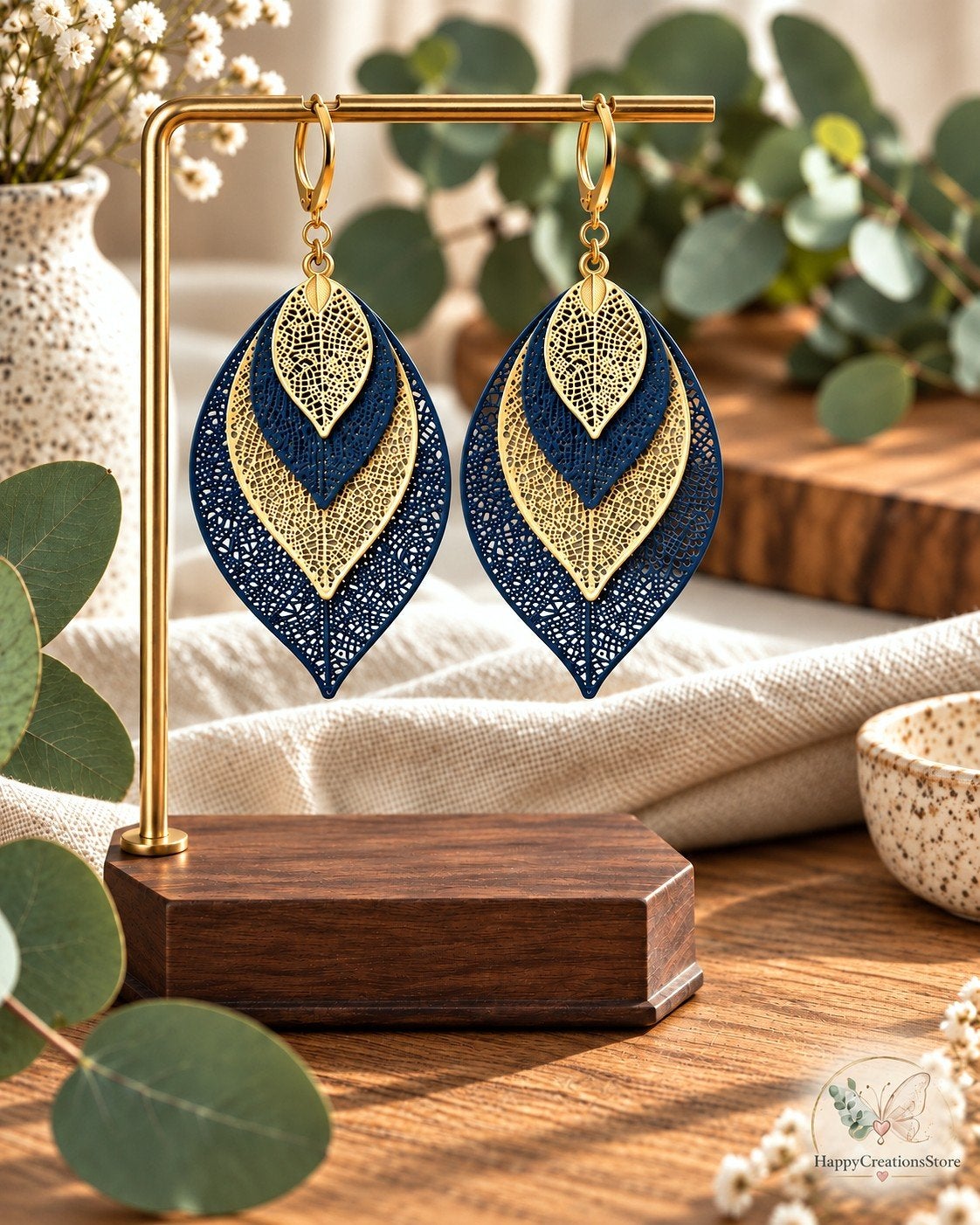 𝗕𝗼𝗵𝗼 𝗟𝗲𝗮𝘃𝗲𝘀 𝗘𝗮𝗿𝗿𝗶𝗻𝗴𝘀 - Blue, Overige materialen, Hangers, Nieuw, Ophalen of Verzenden