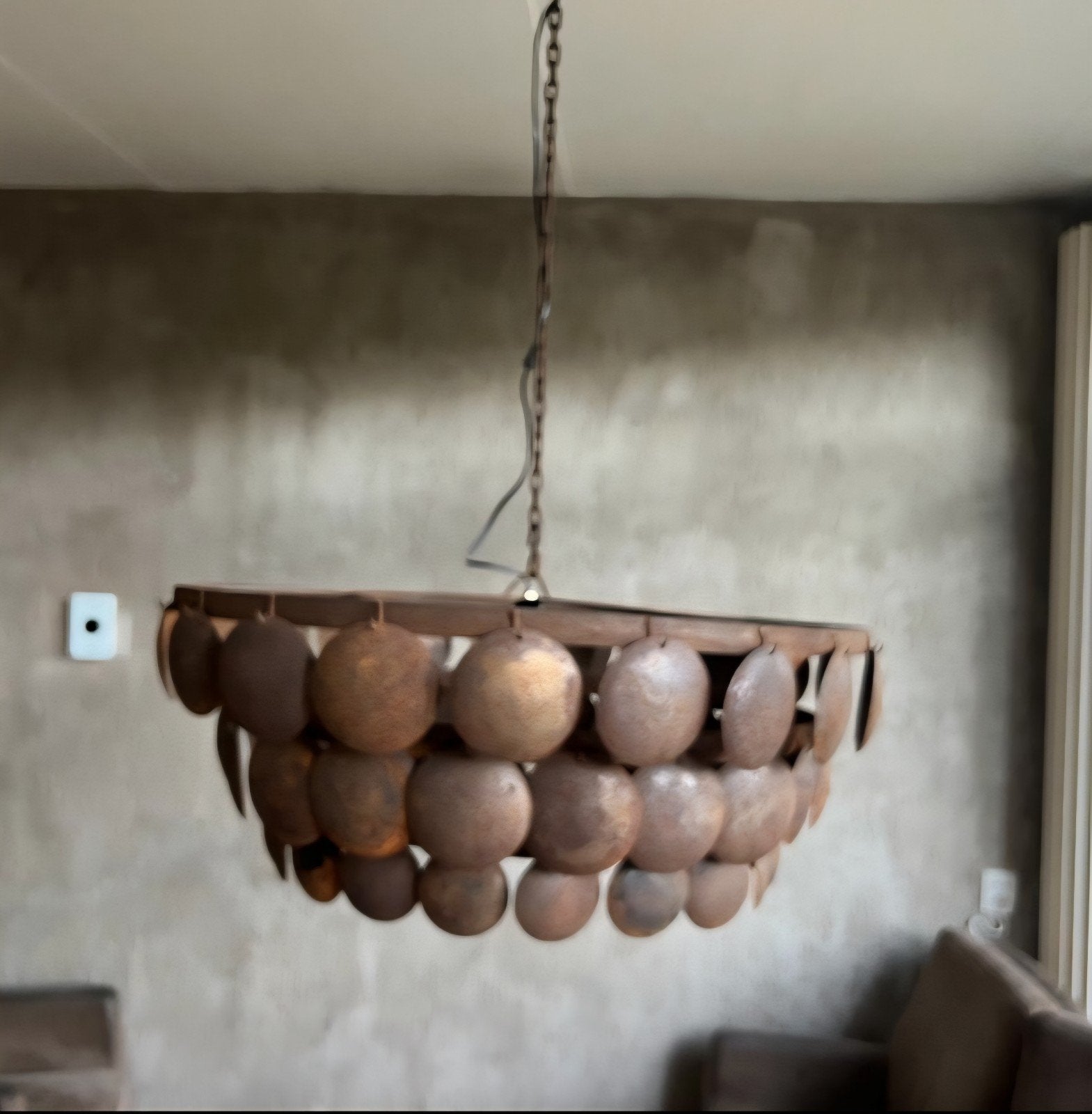 Schijfjeslamp 70 cm kleur roest, Ophalen of Verzenden, 50 tot 75 cm
