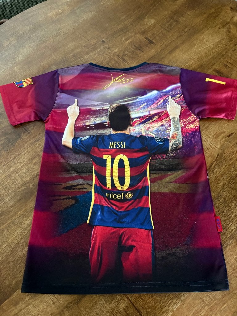 Messi voetbalshirt speciaal Barcelona, Verzamelen, Ophalen of Verzenden, Zo goed als nieuw, Buitenlandse clubs, Shirt
