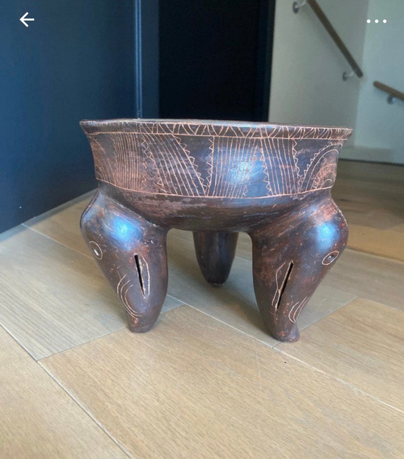 Bruine Handgemaakt schaal gesigneerd aardewerk, Antiek en Kunst, Ophalen of Verzenden