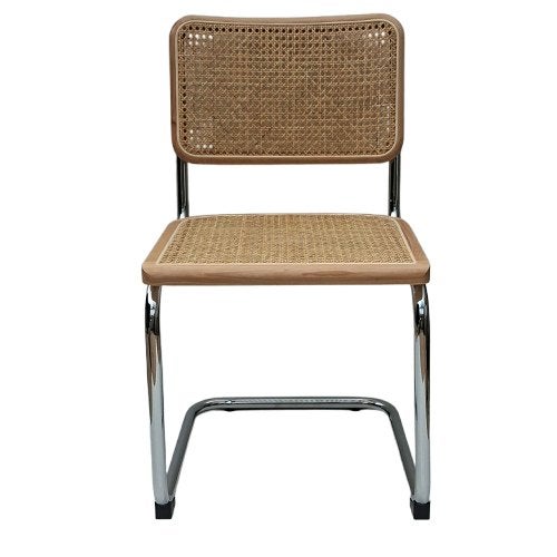 Thonet stijl Cesca Breuer eettafel buisstoelen rotan webbing, Nieuw, Ophalen of Verzenden, Vijf, Zes of meer stoelen, Vintage Japandi Scandinavisch Bauhaus Design