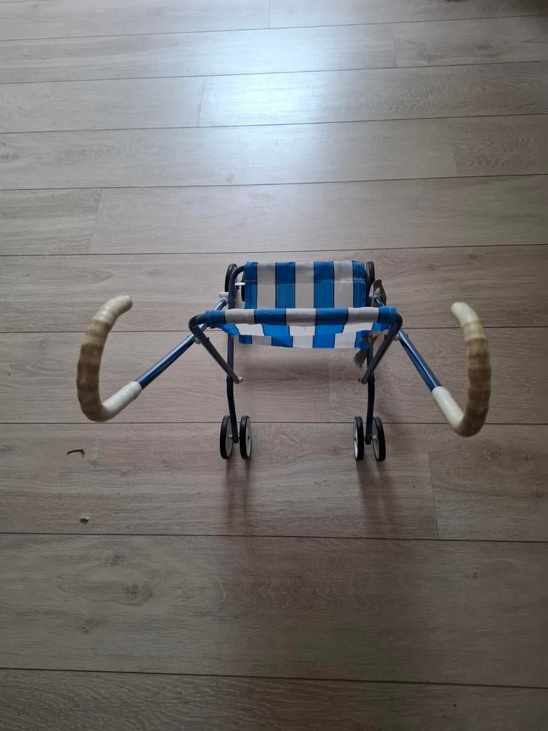 Poppenwagen blauw wit gestreept, Ophalen of Verzenden