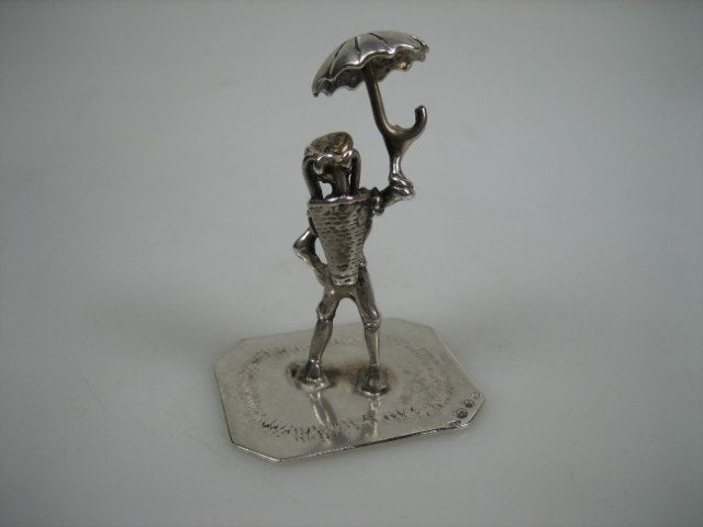 Zilveren paraplu verkoper in zilverminiatuur uit ca. 1976, Antiek en Kunst, Verzenden, Zilver