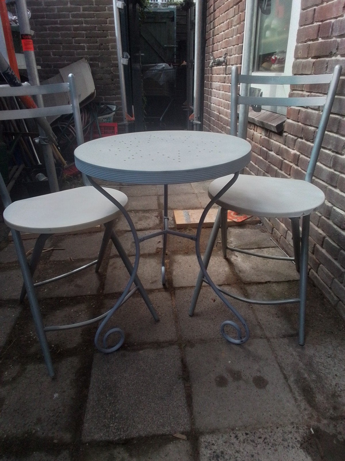 Bistroset metaal met inklapbare stoelen, Overige materialen, Gebruikt, Tuinset, Eettafel