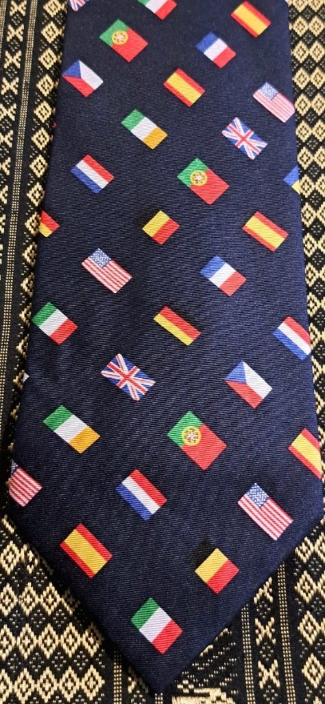 Vlaggen stropdas o.a. USA Portugal Spanje Ierland Frankrijk, Ophalen of Verzenden, Nieuw, Blauw