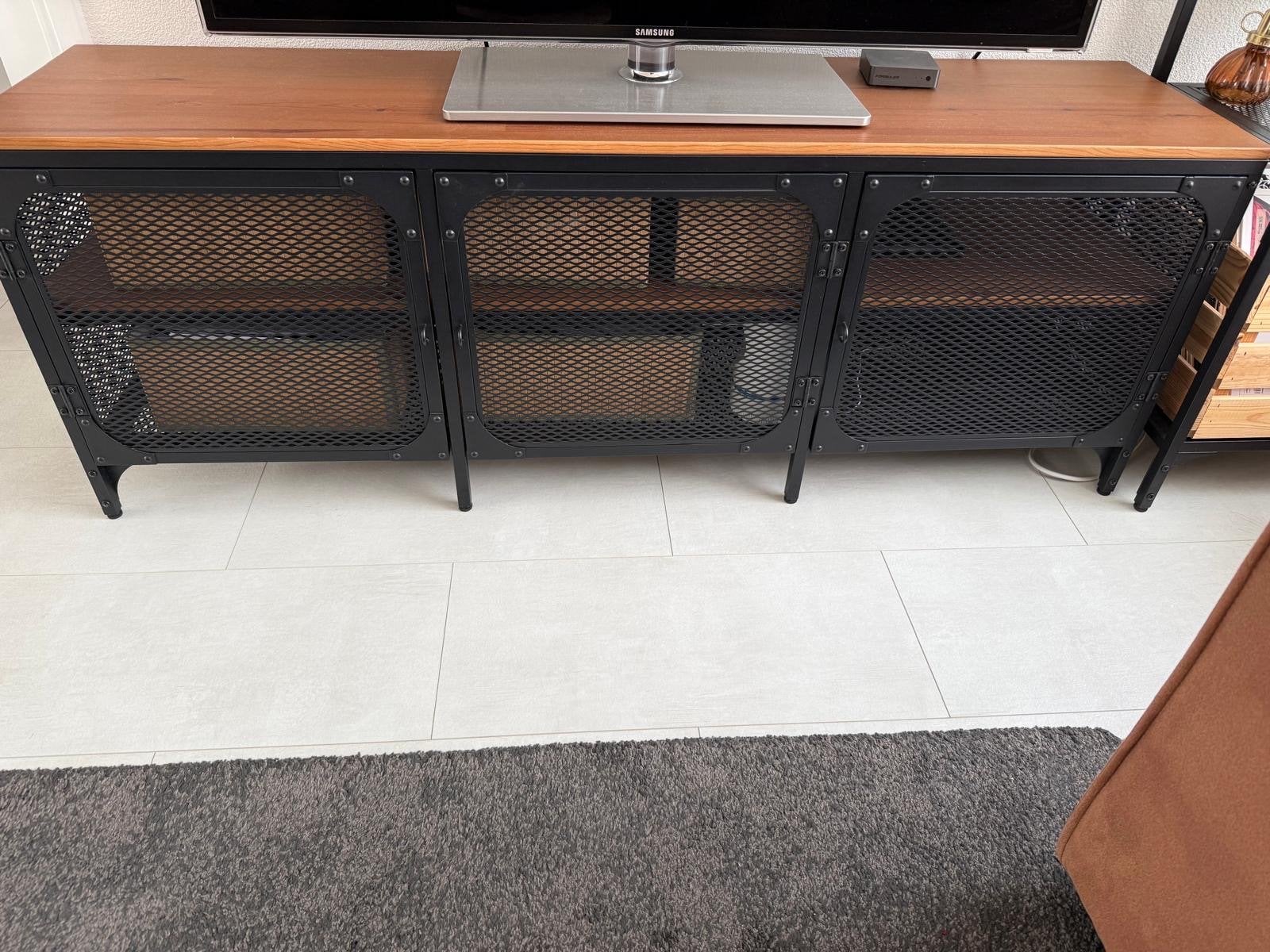 IKEA FJÄLLBO TV-meubel, zwart, 150x36x54 cm, 100 tot 150 cm, Ophalen of Verzenden, Zo goed als nieuw, Minder dan 100 cm