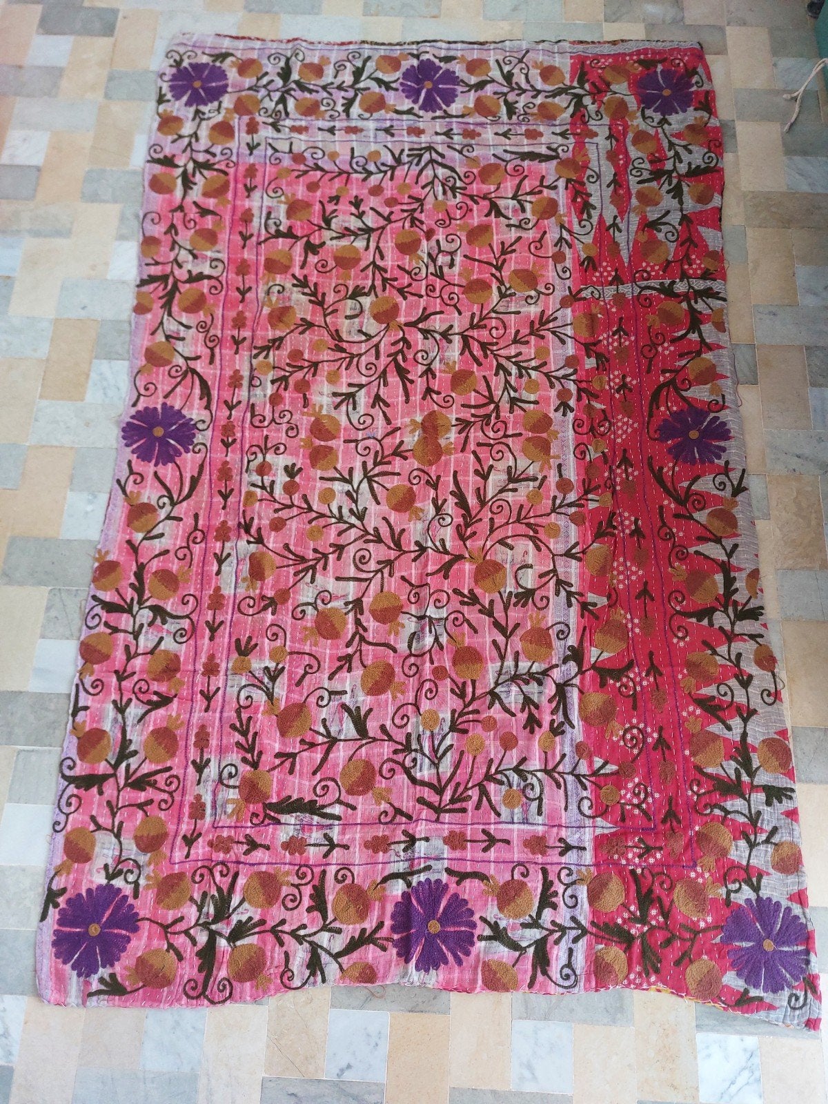 Kantha & Suzani sprei, 1 persoons, Verzenden, Nieuw