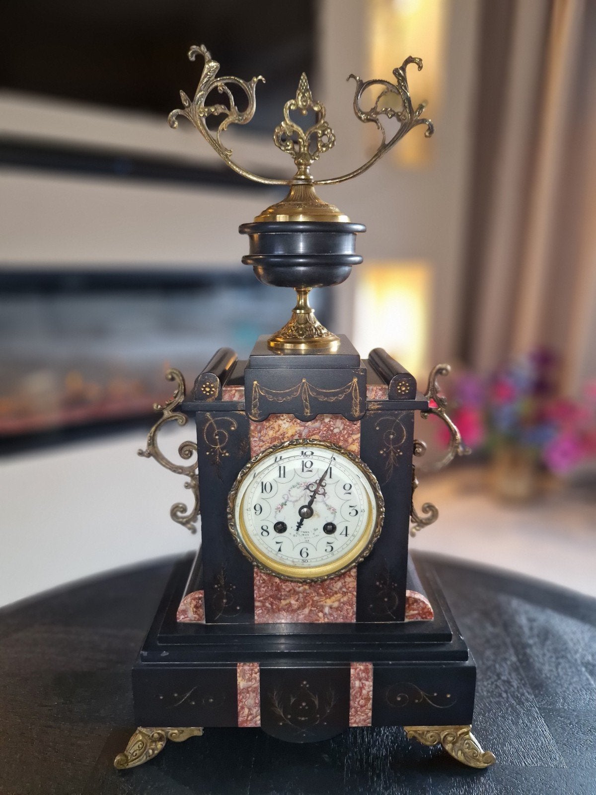 Antieke Franse pendule klok marmer en brons, Ophalen