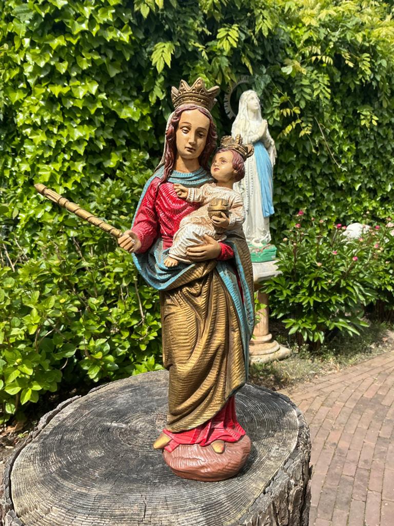 Mariabeeld met kindje ❤️ binnen/buiten, Antiek en Kunst, Antiek | Religie, Ophalen of Verzenden