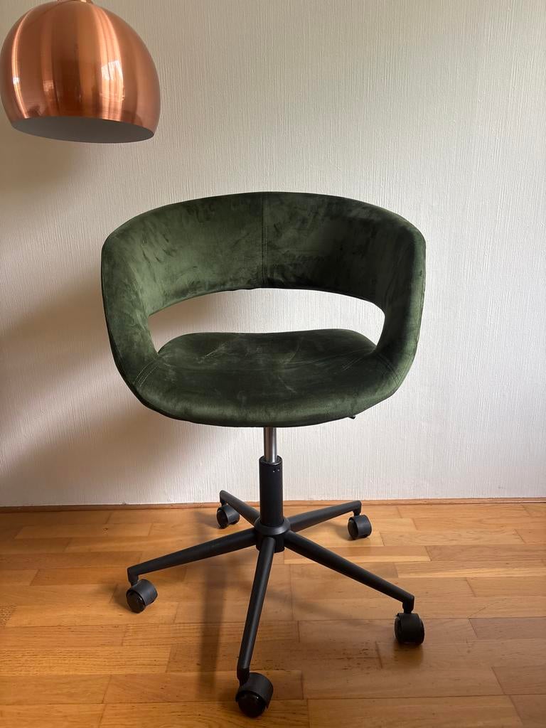 Bureaustoel velvet donkergroen, Huis en Inrichting, Bureaustoelen, Ophalen, Gebruikt, Groen, Bureaustoel