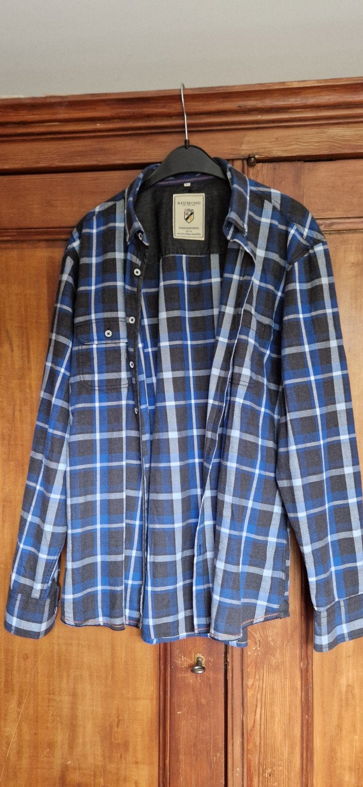 REDMOND College Geruit Overhemd - Maat M, Blauw, Nieuw, REDMOND College, Halswijdte 39/40 (M)