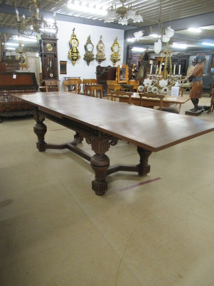 Oer 10512 grote ANTIEKE eiken uittrektafel, L=330 cm, Ophalen