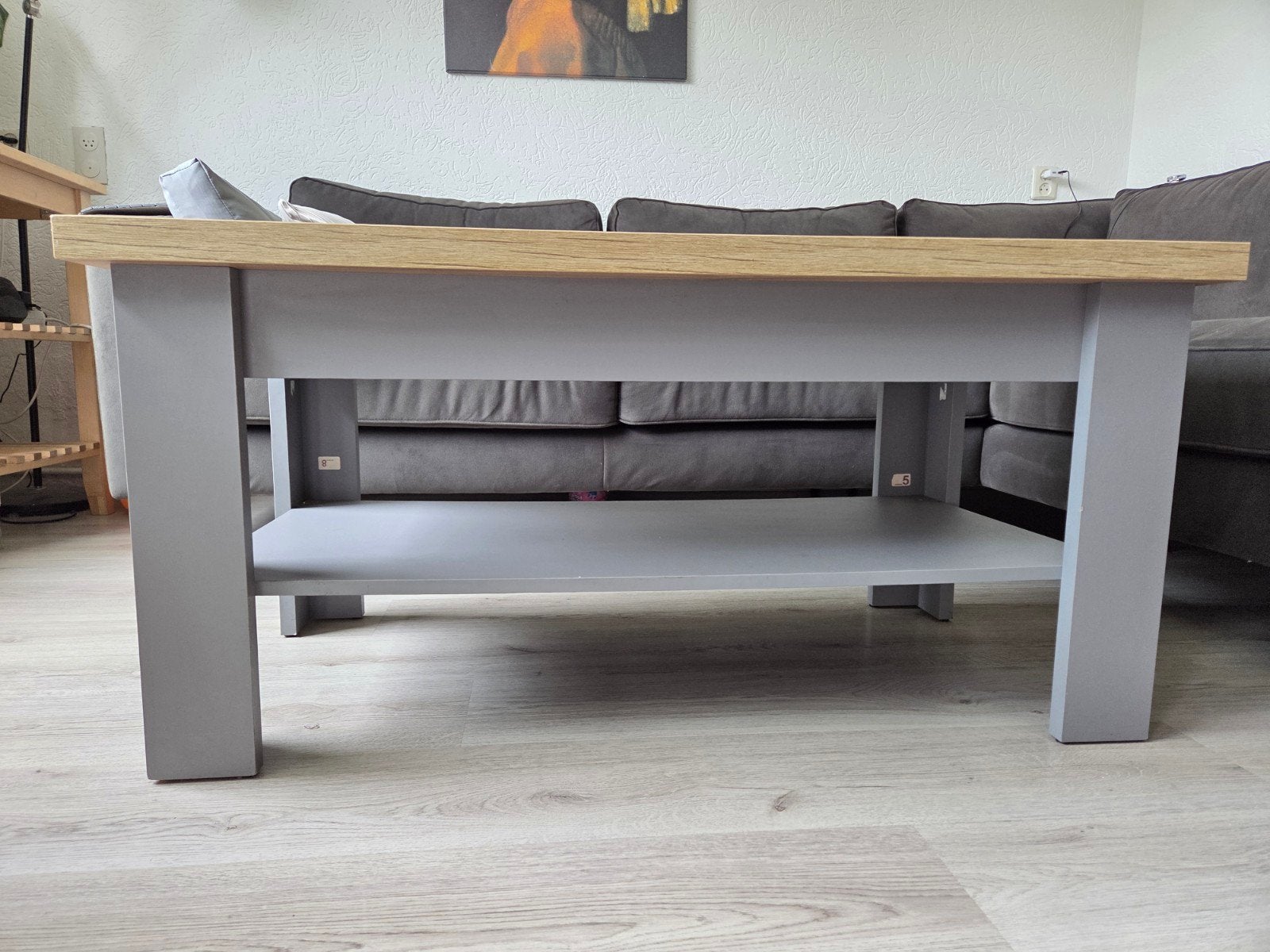 Salontafel MARKSKEL 60x110 grijs/wild naturel eiken kleur, Ophalen, Gebruikt, 100 tot 150 cm, 50 tot 100 cm