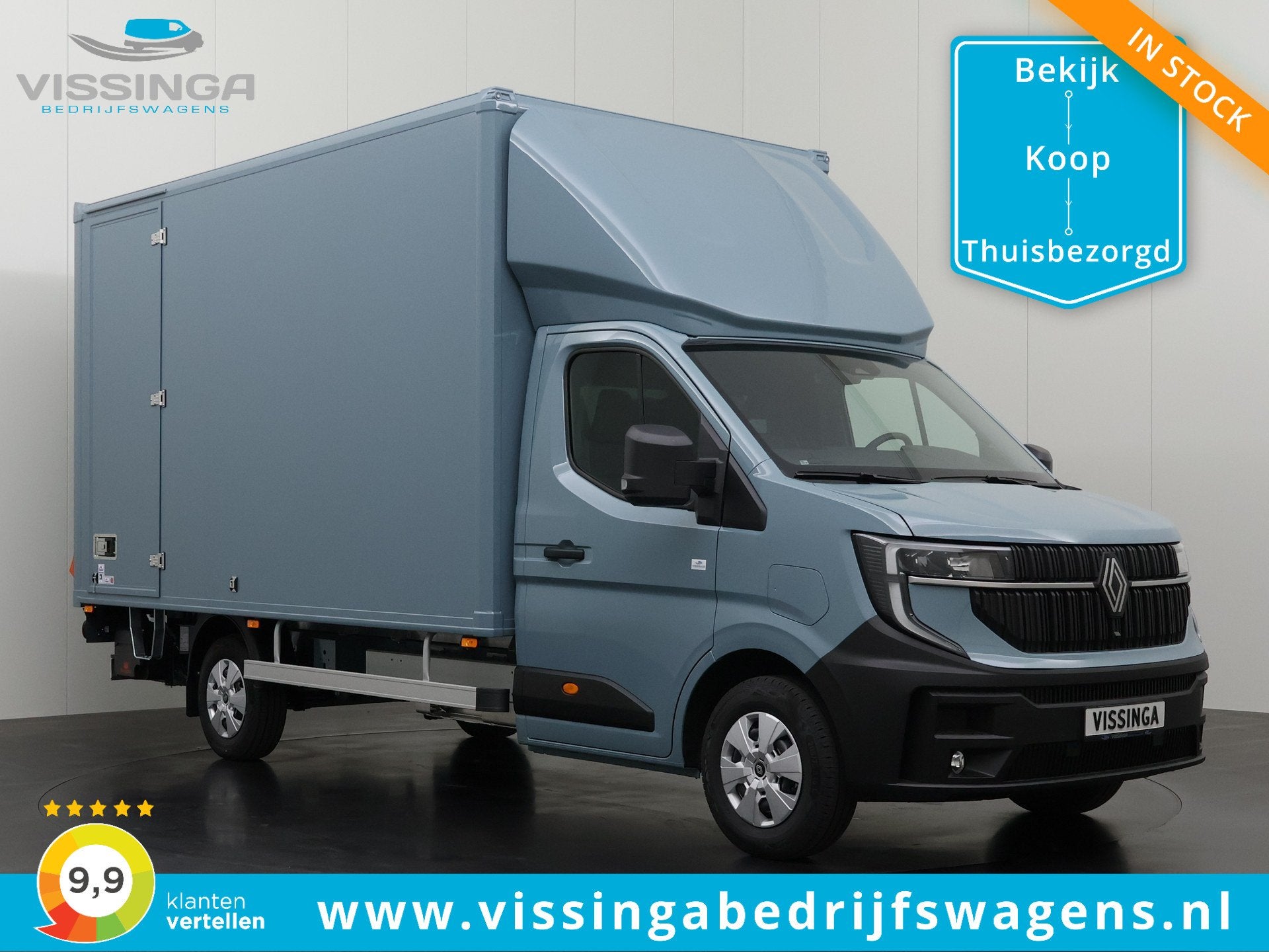 Renault Master E-Tech Bakwagen blue agave 420x211x232 (20.5m, Auto's, Dealer onderhouden, Stof, Huisgarantie, 143 pk