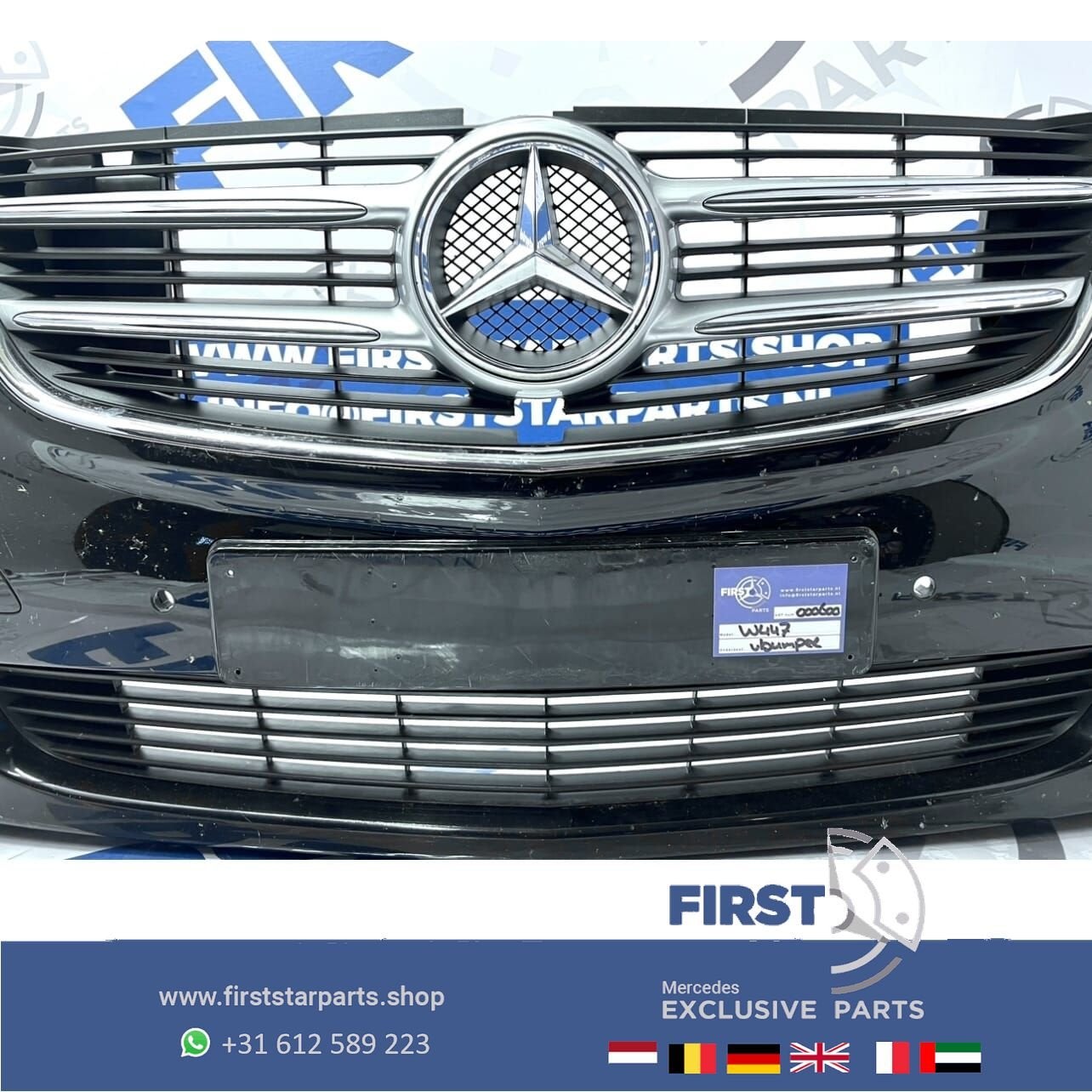 W447 BUMPER Mercedes V KLASSE / VITO VOORBUMPER COMPLEET ZWA, Gebruikt, -, Voor, Ophalen of Verzenden