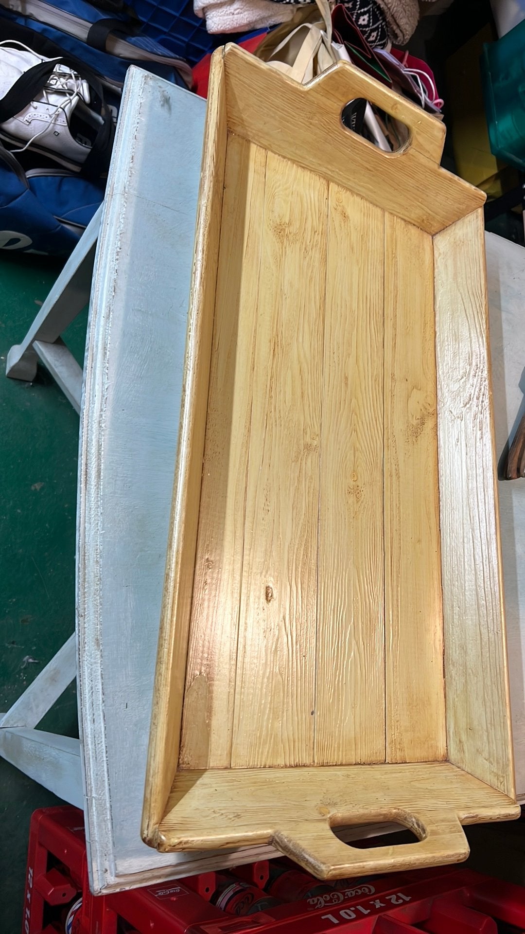 Stevig groot houten dienblad, Huis en Inrichting, Woonaccessoires | Dienbladen, Ophalen, Zo goed als nieuw, Rechthoekig, Hout