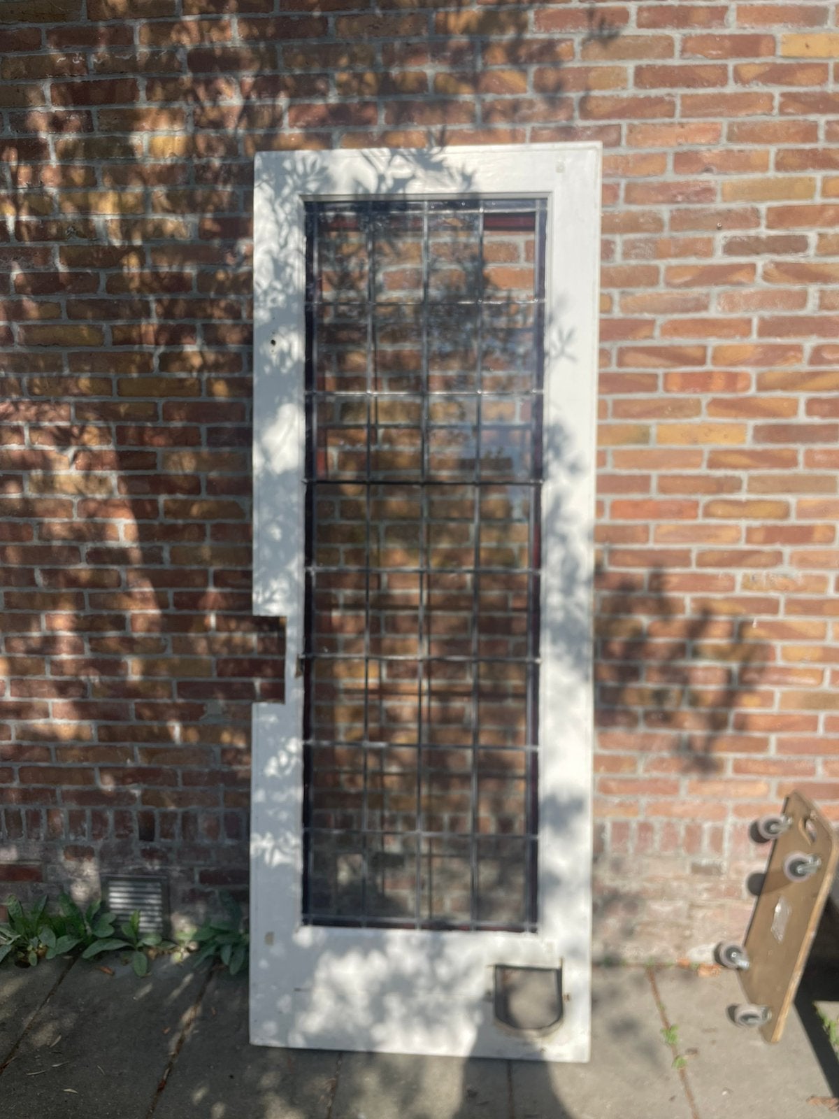 Glas in lood oude buitendeur, Doe-het-zelf en Verbouw, Glas en Ramen, Ophalen, Gebruikt, Glas in lood, 80 tot 120 cm