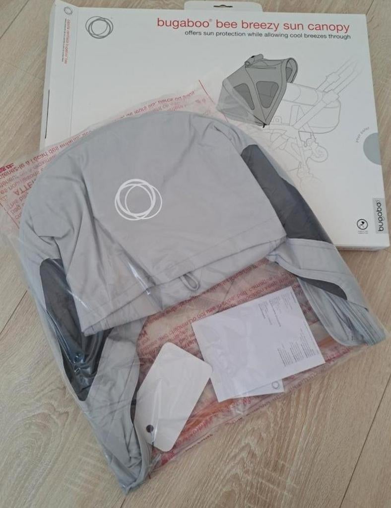 NIEUW. Bugaboo Bee breezy zonnekap - Misty grey, Ophalen of Verzenden, Nieuw, Zonnekap