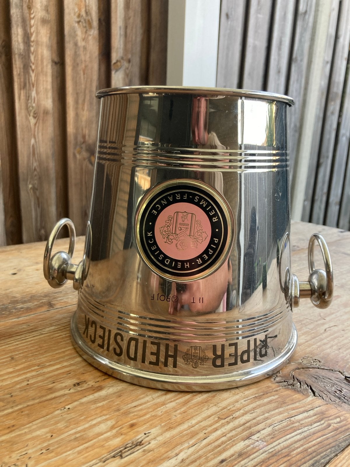 Piper-Heidsieck "Upside Down" Champagnekoeler, Flessenkoeler, Gebruikt, Zilver, Ophalen of Verzenden