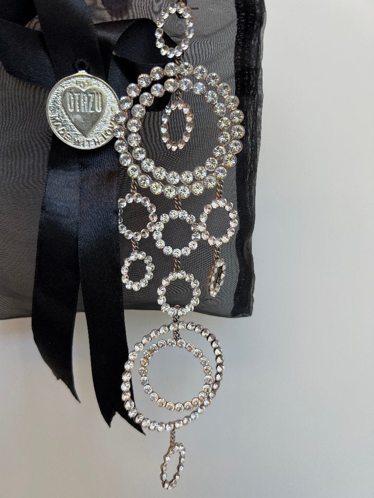 OTAZU superlange oorbel met Swarovski kristallen, Overige materialen, Hangers, Verzenden, Met kristal