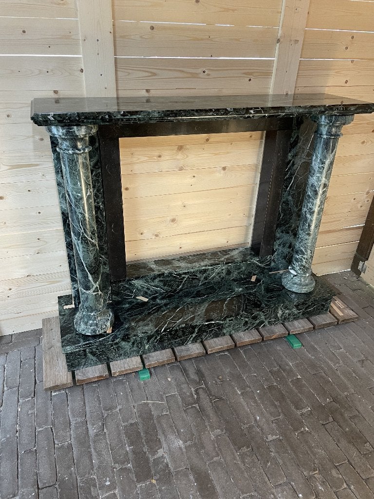 Groen marmeren schouw, Huis en Inrichting, Ophalen, Zo goed als nieuw, Vrijstaande haard, Houthaard