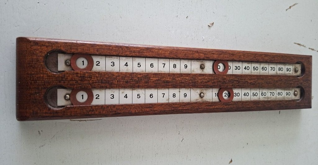 vintage houten scorebord biljart snooker punten retro, Antiek en Kunst, Ophalen of Verzenden