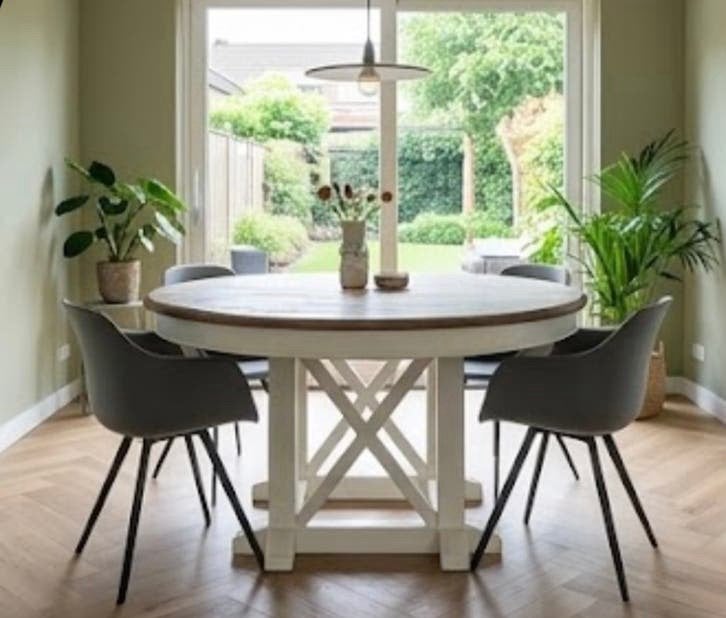 Ronde eettafel 150 cm diameter, Ophalen, Gebruikt, 100 tot 150 cm, Rond