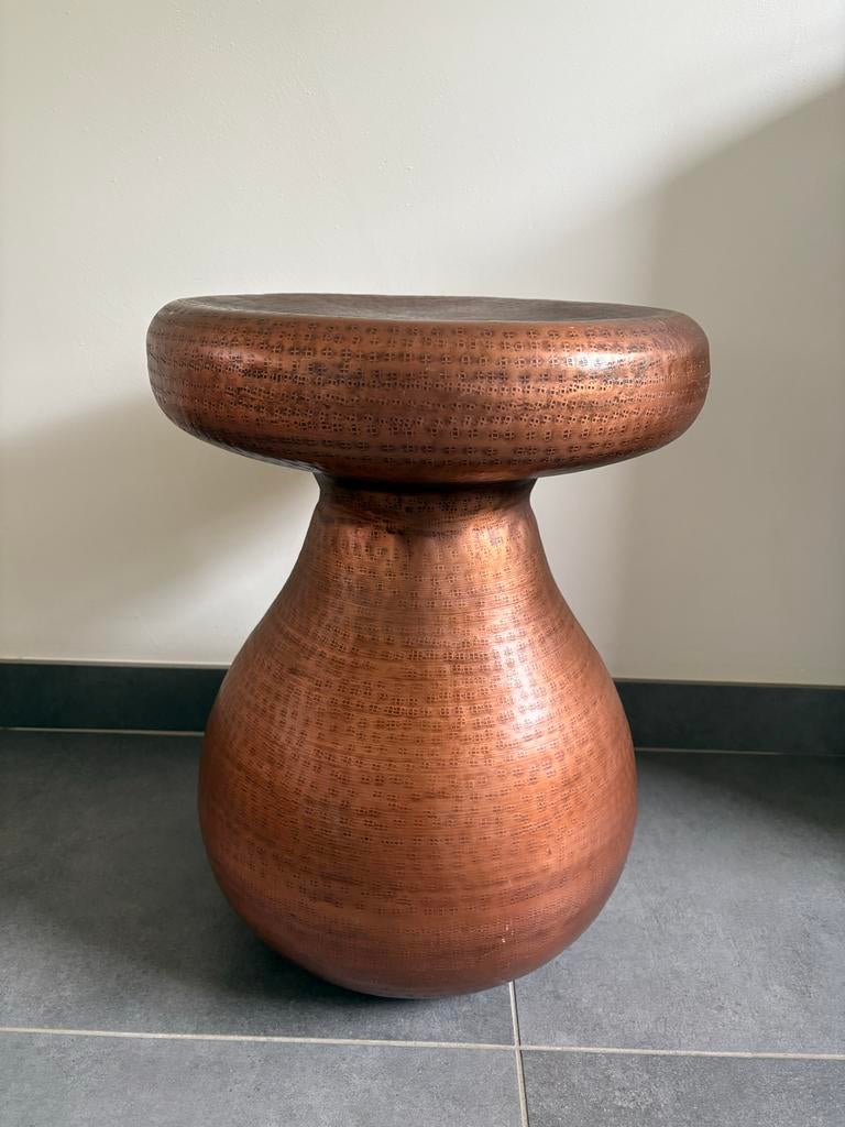 Zuiver bijzettafel/kruk koperkleurig, 45 tot 60 cm, Minder dan 55 cm, Metaal of Aluminium, Rond