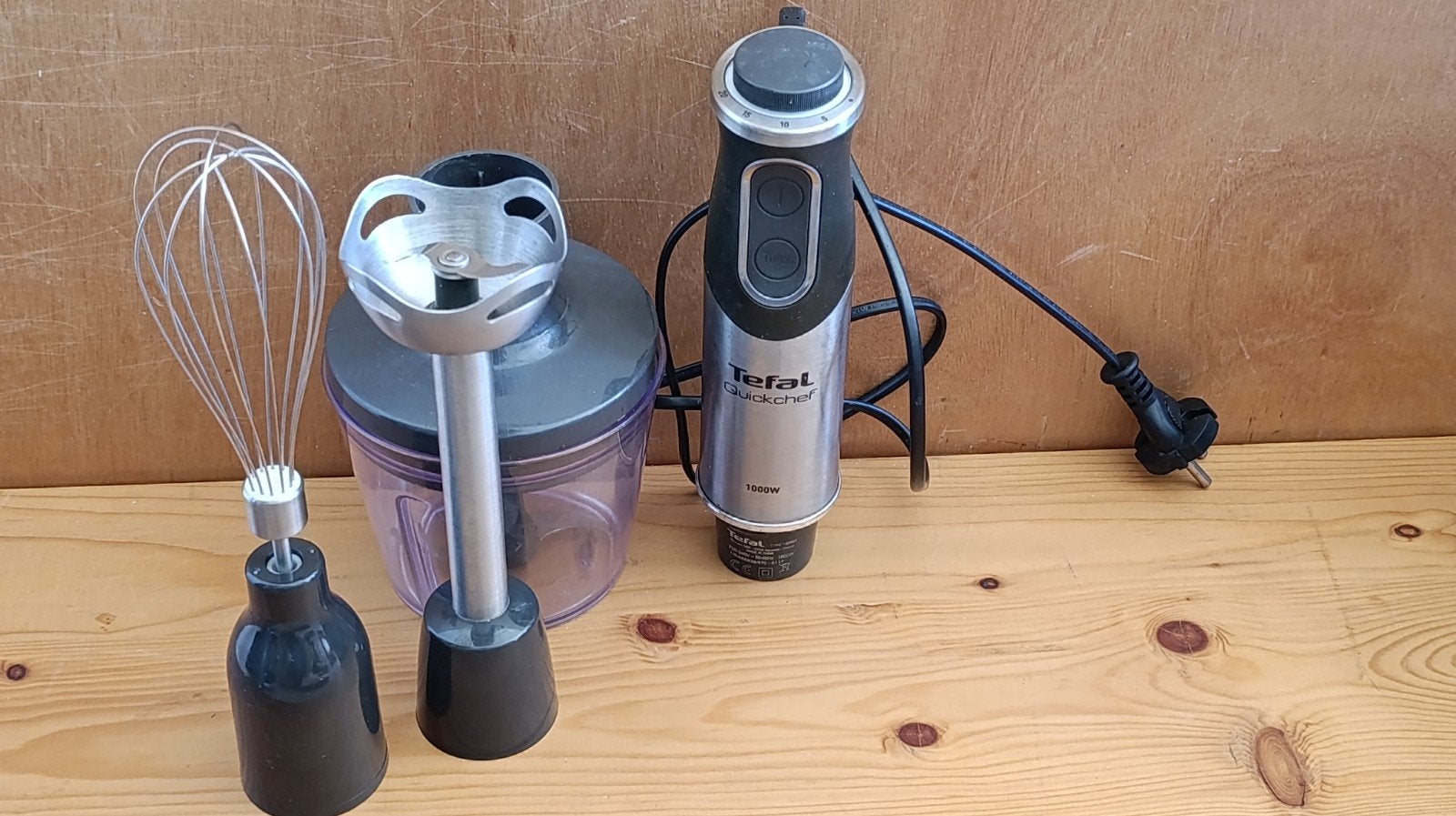 Tefal Quickchef staafmixer 1000W met accessoires, Ophalen, 3 snelheden of meer, Zo goed als nieuw, Vaatwasserbestendig
