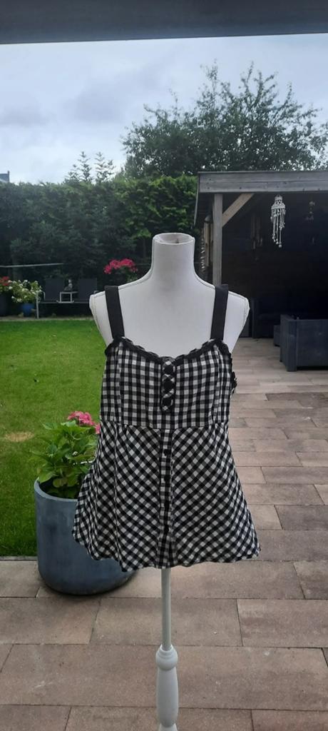Top miss etam zwart/wit maat 46 100% katoen., Kleding | Dames, Tops, Zwart, Maat 46/48 (XL) of groter, Ophalen of Verzenden, Zonder mouw