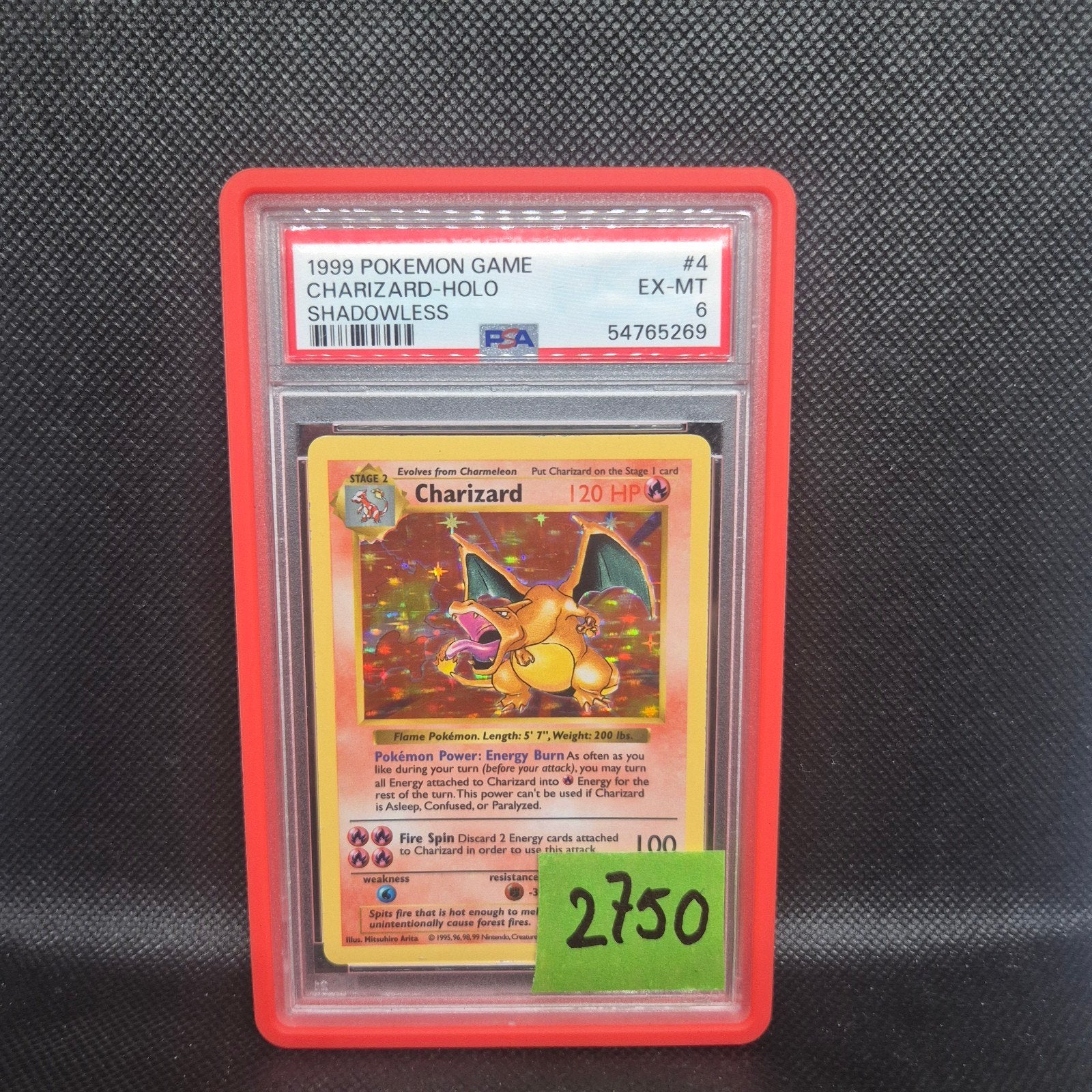 Charizard Holo Shadowless Base Set PSA 6, Ophalen of Verzenden