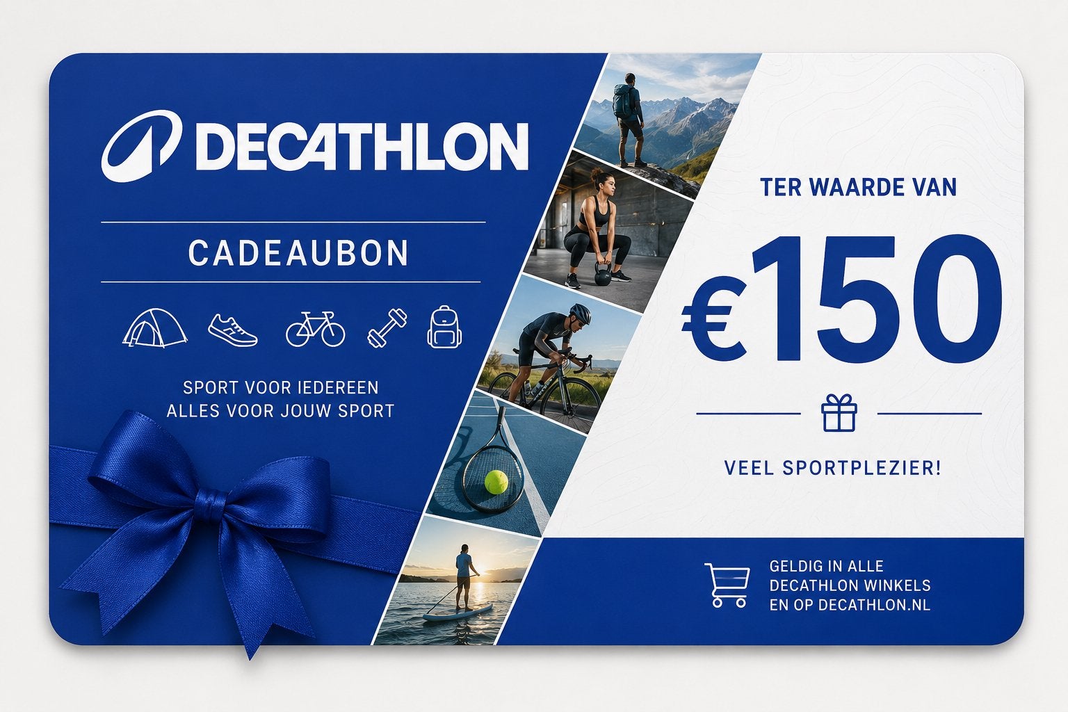 Cadeaubon € 150 euro Decatlon, Eén persoon, Cadeaubon