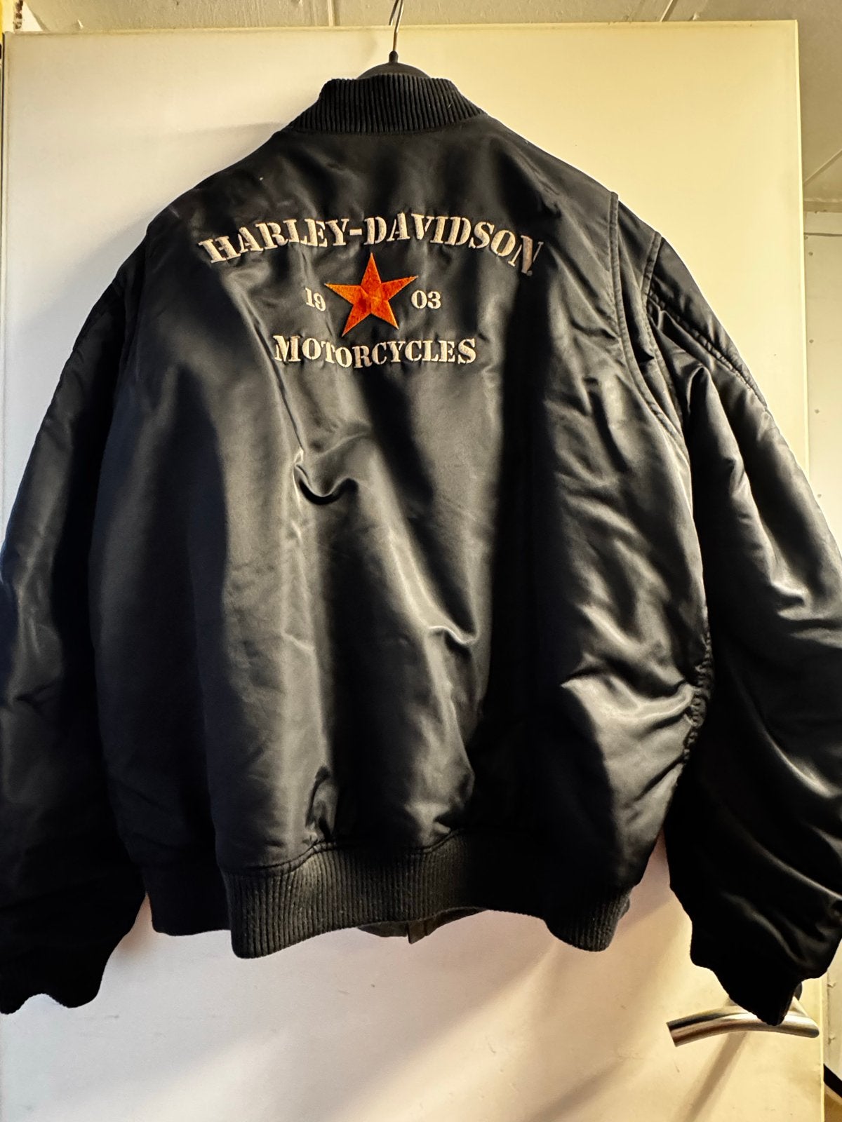 Harley Davidson Gevoerde Bomberjack XL - Zwart/Groen Omkeerb, Motoren, Ophalen of Verzenden, Tweedehands, Heren, Jas | textiel