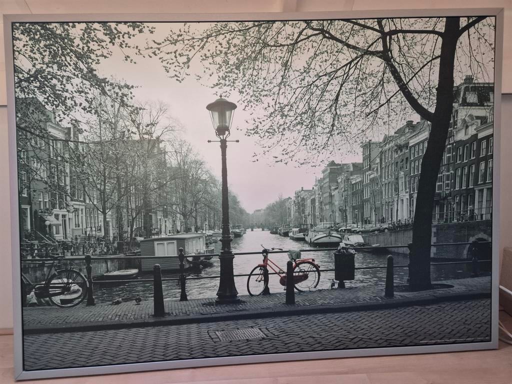 Amsterdam gracht met rode fiets print, Ophalen