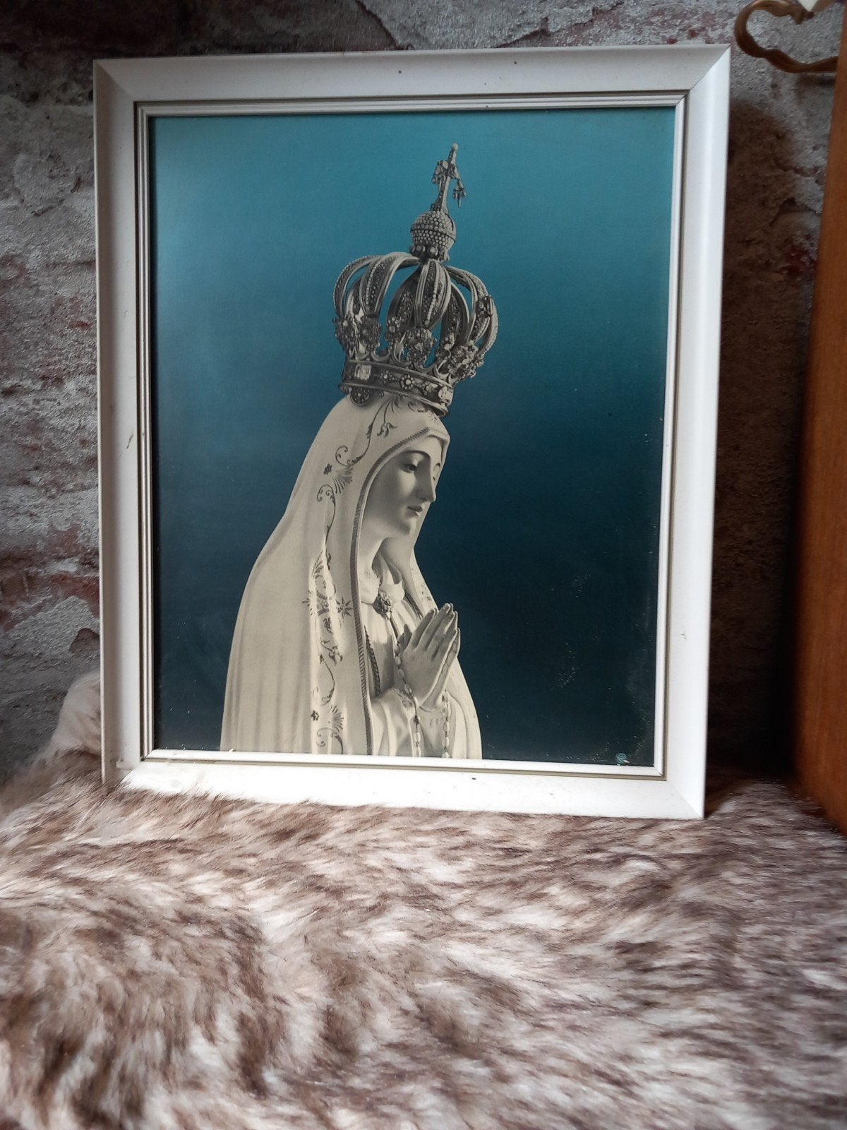 Vintage Maria met Kroon Afbeelding - 26x33 cm, Ophalen of Verzenden
