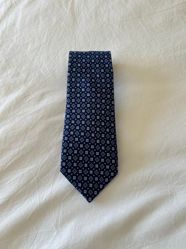 Nieuwe Enrico Formicola zijden stropdas - handgemaakt Italië, Ophalen of Verzenden, Zo goed als nieuw, Blauw, Met patroon