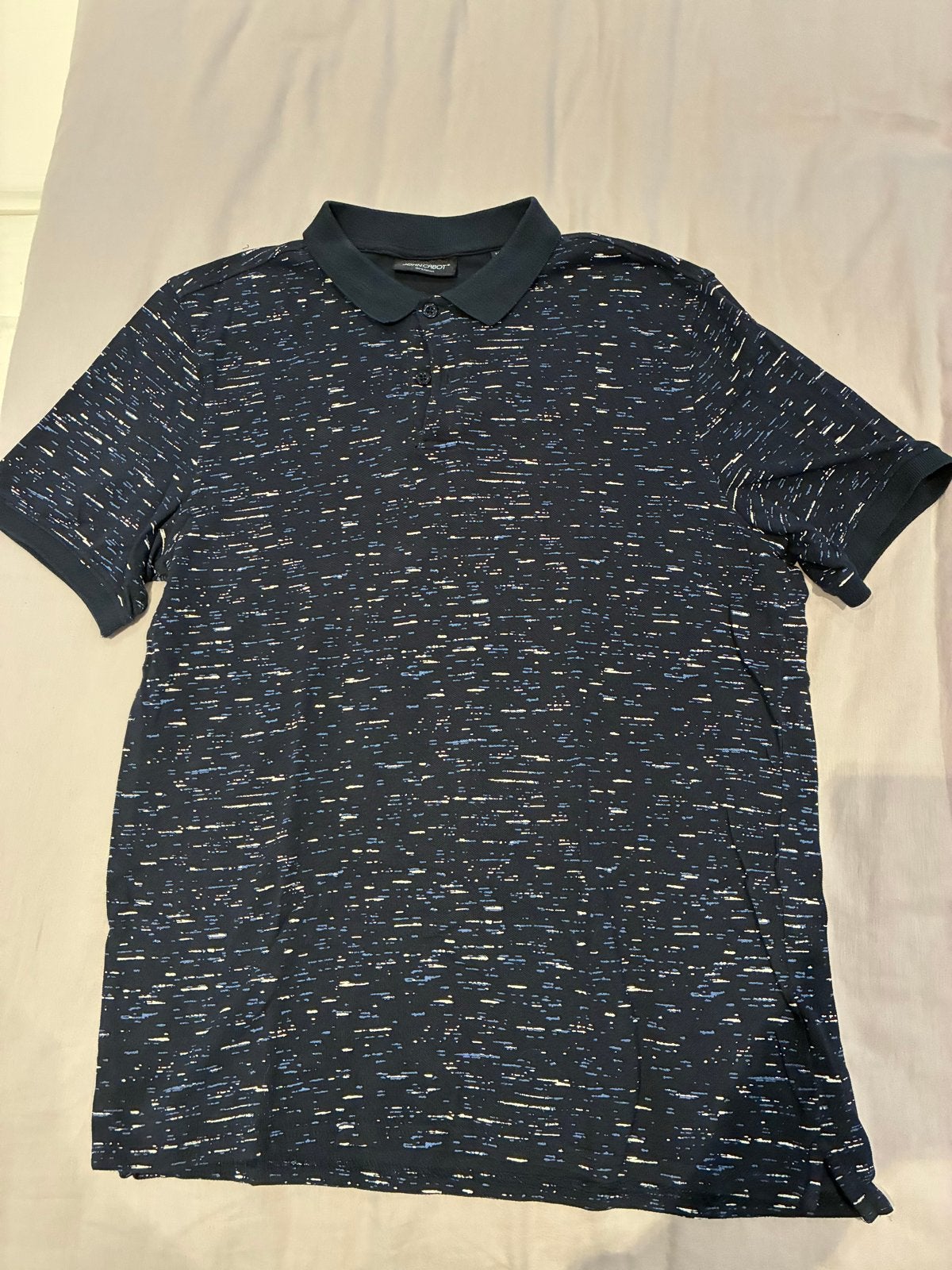 John Cabot Polo Shirt - Maat M - Donkerblauw met print, Kleding | Heren, T-shirts, Gedragen, Maat 48/50 (M), Blauw, Ophalen of Verzenden