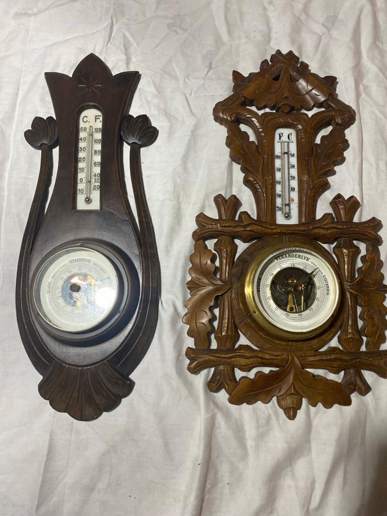 Antieke Barometers en Thermometers Set - Houtsnijwerk, Ophalen of Verzenden