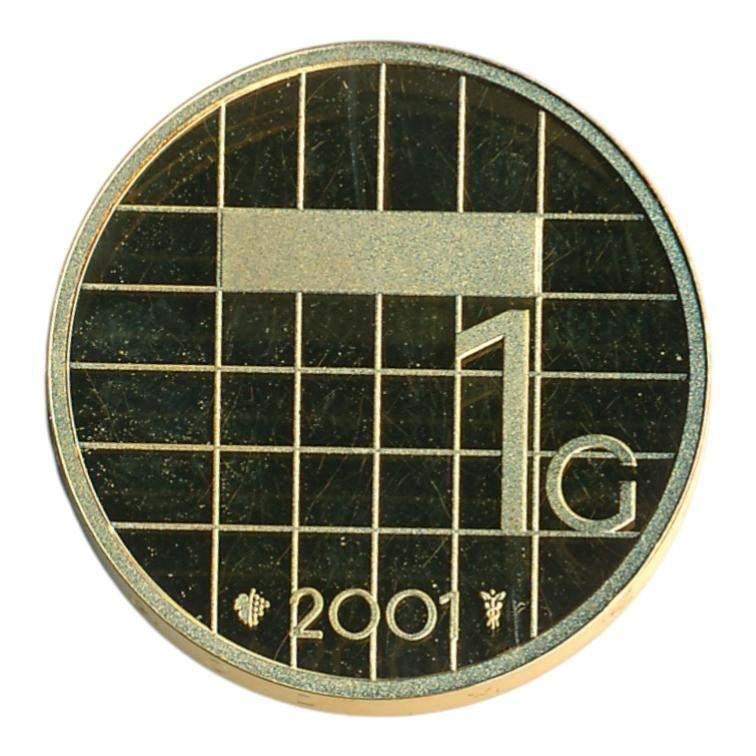 Nederland 1 gulden 2001 goud Ninaber Prooflike los, Ophalen of Verzenden, Goud