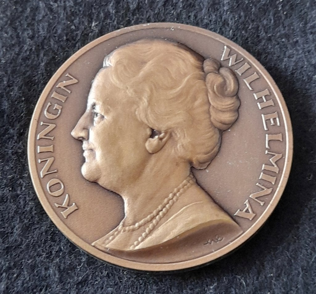Bronzen penning Koningin Wilhelmina 1880-1948, Ophalen of Verzenden, Brons, Nederland