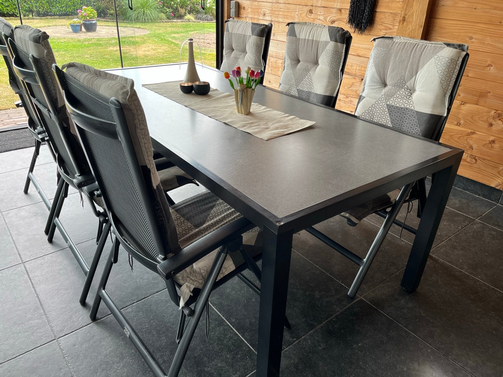 Bellagio Tuinset met 6 stoelen en tafel (220x100cm), Ophalen, Gebruikt, Eettafel, 6 zitplaatsen