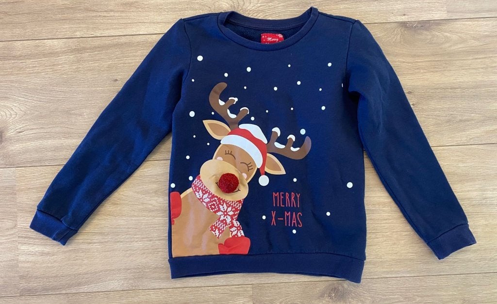 Kinder kersttrui Kids blauw met rendier maat 134, Gebruikt, Trui of Vest, Jongen, Diverse merken